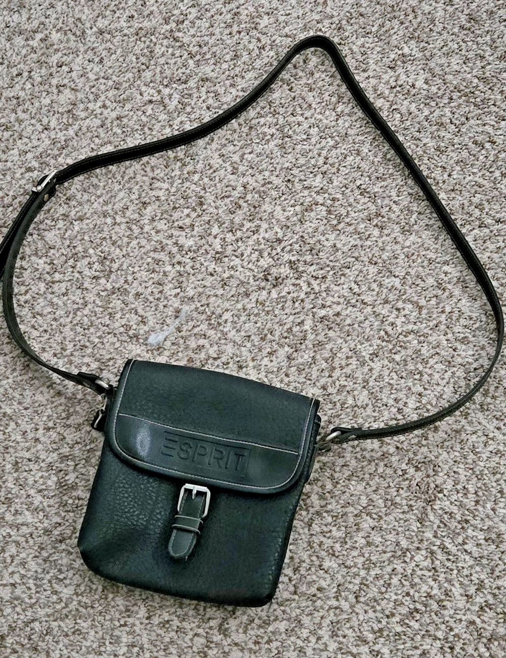 VTG ESPRIT Crossbody Bag Black Small Top Handle Shoulder Buckle Purse Vintage